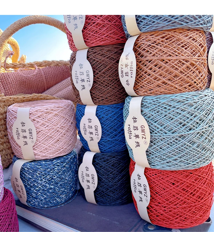 220M/Roll Benang Rafia Tanaman - Crochet Bag Raffia ulasan dan harga